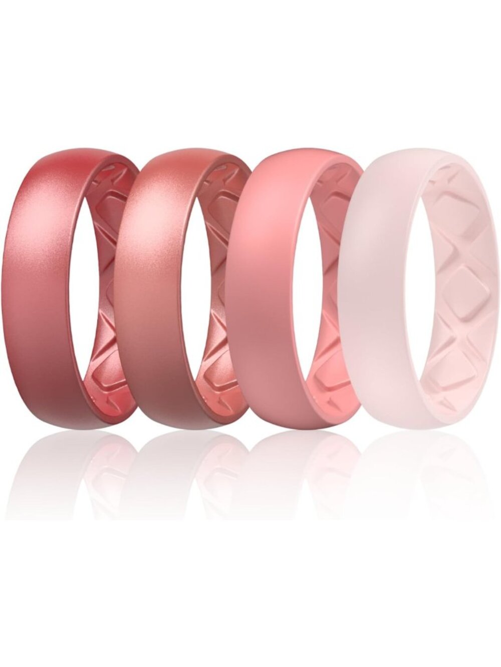 Stylish Women's Silicone Wedding Ring Set, 6mm Wide, Ergonomic & Breathable